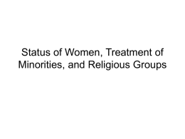 Status of Women, Treatment of Minorities, and Religious Groups