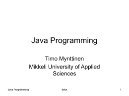 Java Programming - Mikkeli University of Applied Sciences
