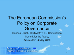 The European Commission's Policy on Corporate Governance