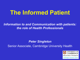 The Informed Patient Study: The Way Forward for Europe