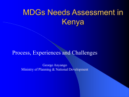 MDGs Needs Assessment in Kenya