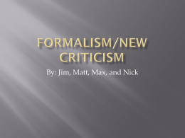 Formalism/New Criticism