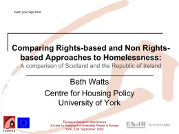 A European perspective on (Youth) Homelessness and the