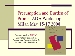 Presumption and Burden of Proof: IADA Workshop