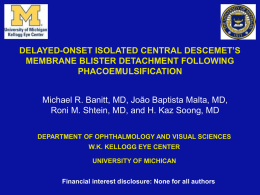 Delayed-Onset Isolated Central Descemet’s Membrane Blister