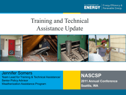 WAP Training and Technical Assistance