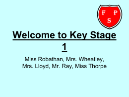 Welcome to Key Stage 1