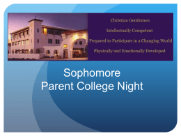 Freshman & Sophomore Parent College Night