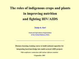 Agriculture, food insecurity and HIV/AIDS in rural Africa