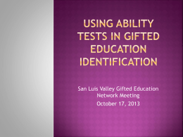 The Ability Prong for gifted Education Identification