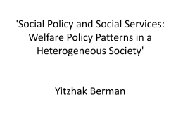 'Social Policy and Social Services: Welfare Policy