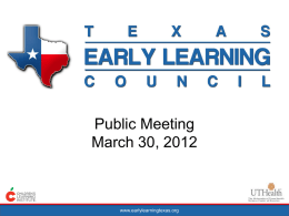 School Readiness - Texas Early Learning Council