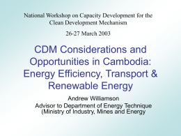 CDM Considerations and Opportunities in Cambodia