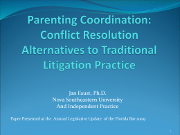 Parenting Coordination: Alternatives to Legal Practice