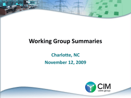 Charlotte Working Group Summaries