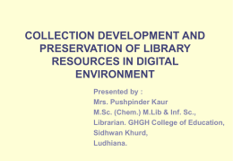 COLLECTION DEVELOPMENT AND PRESERVATION OF …