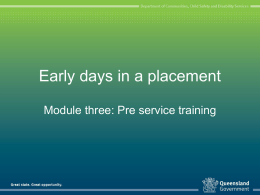 Early Days in Placement Pre service training