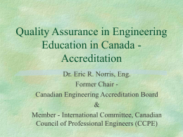 Quality Assurance in Engineering Education in Canada