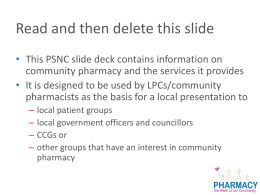 Community Pharmacy: local healthcare