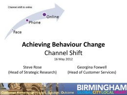 Channel Shift - Birmingham City Council Strategic Research