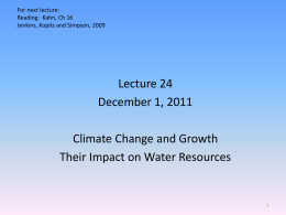 Seoul, Korea Seminar March 25, 2011 Climate Change and