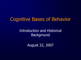 Cognitive Bases of Behavior - College of Public Health