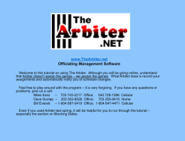 Arbiter.NET Assigner Training for Officials