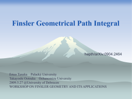Finsler Geometrical Path Integral