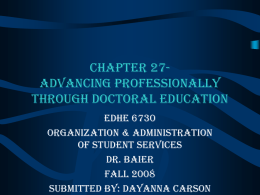 Chapter 27 Advancing Professionally Through Doctoral Education
