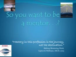 So you want to be a mentor.