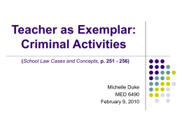 Teacher as Exemplar: Criminal Activities (School Law Cases