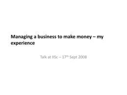 Managing your business to make money – my experience