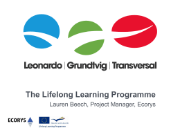 European Lifelong Learning Programmes (Ecorys)