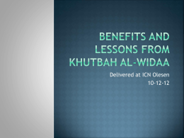 Benefits and Lessons from Khutbah Al-Widaa