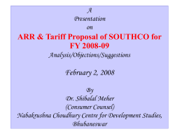 Comment on ARR & Tariff Proposal of OHPC for FY 2007