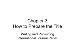 Chapter 4 How to Prepare the Title