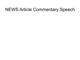 NEWS Article Commentary Speech