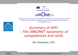 The INNOMET taxonomy of competences and skills