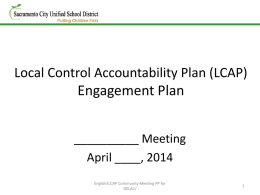 Local Control Accountability Plan (LCAP) Engagement Plan