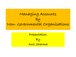 Managing Accounts by Non- Governmental Organisations