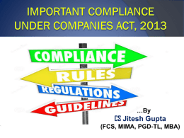 Immediate Action under Companies Act, 2013