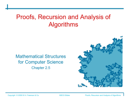 Proofs, Recursion and Analysis of Algorithms