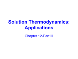 Solution Thermodynamics: Applications