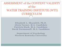 CONTENT VALIDITY STUDY: WATER TRAINING INSTITUTE’S …