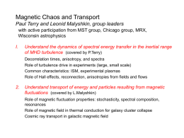 Magnetic Chaos and Transport Paul Terry and Leonid