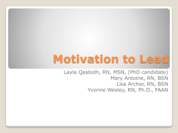 Motivation to Lead - Y Wesley Consulting