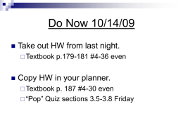 Do Now 10/18/06 - Howell Township Public Schools