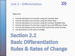 Section 2.2 Basic Differentiation Rules & Rates of Change