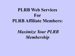 PLRB/LIRB Web Services: Maximize Your PLRB/LIRB Membership