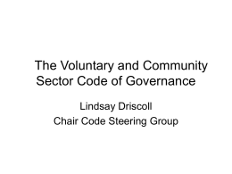 Developments in the Voluntary Sector Code of Governance